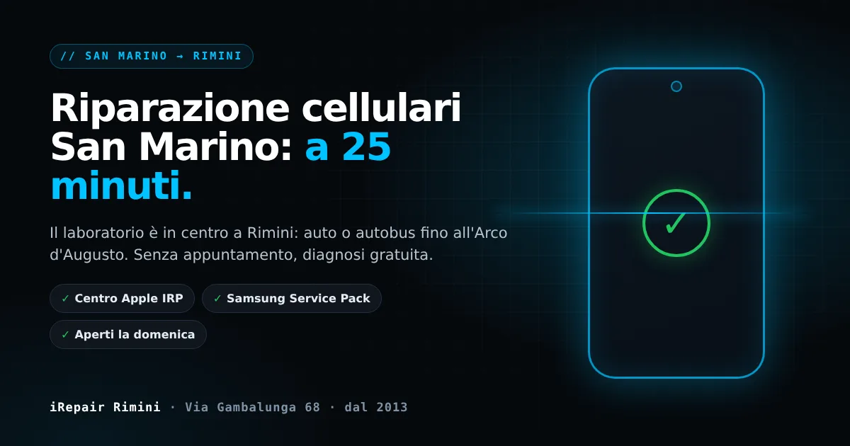Riparazione cellulari San Marino: iRepair a 25 minuti, in centro a Rimini